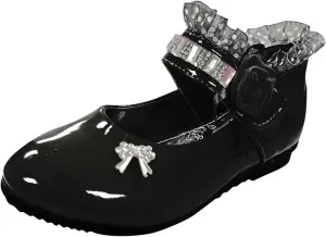 Girls Black Dress Shoes,Children Soft Girls Princess Shoes Baby Kid Leather Flower Dance Shoes Work Shoes 0-11 Years