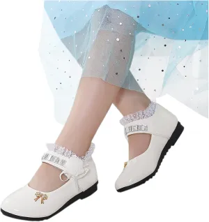 Girls Black Dress Shoes,Children Soft Girls Princess Shoes Baby Kid Leather Flower Dance Shoes Work Shoes 0-11 Years