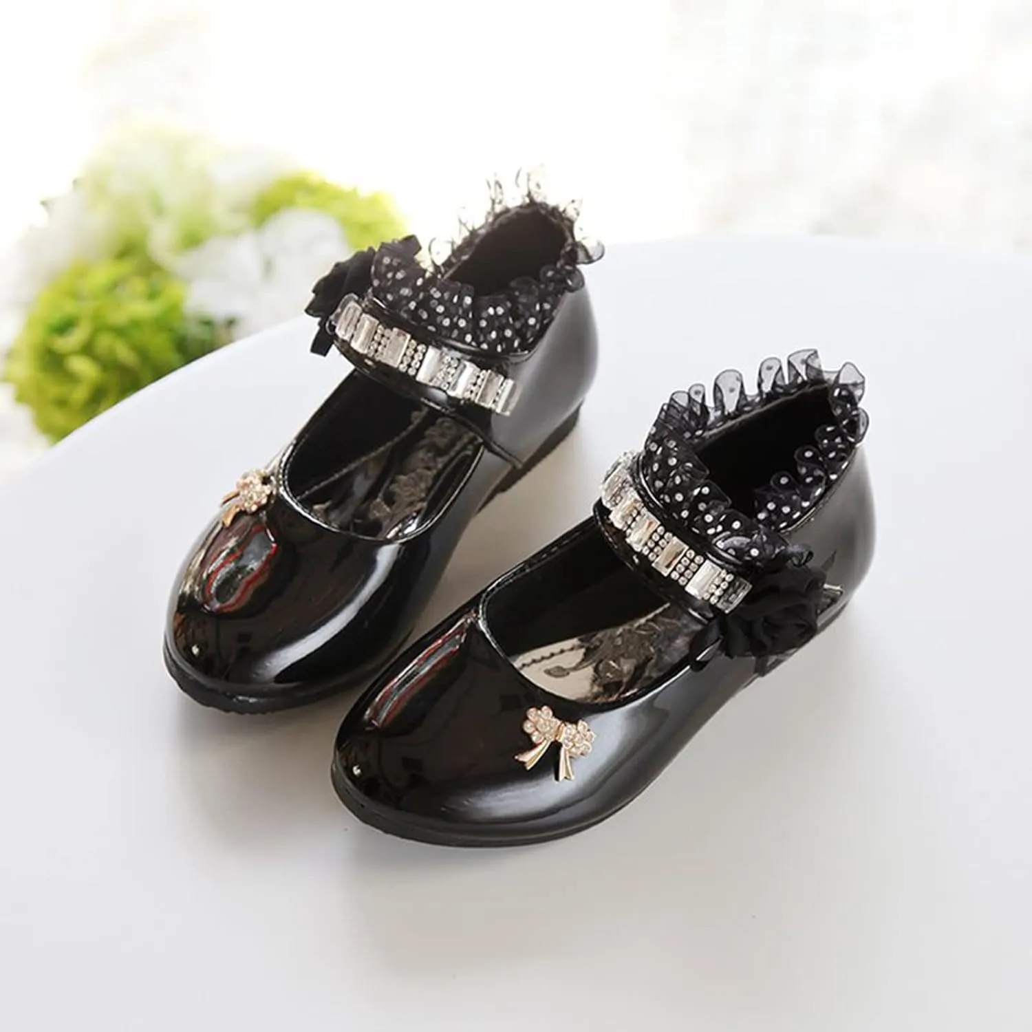Girls Black Dress Shoes,Children Soft Girls Princess Shoes Baby Kid Leather Flower Dance Shoes Work Shoes 0-11 Years