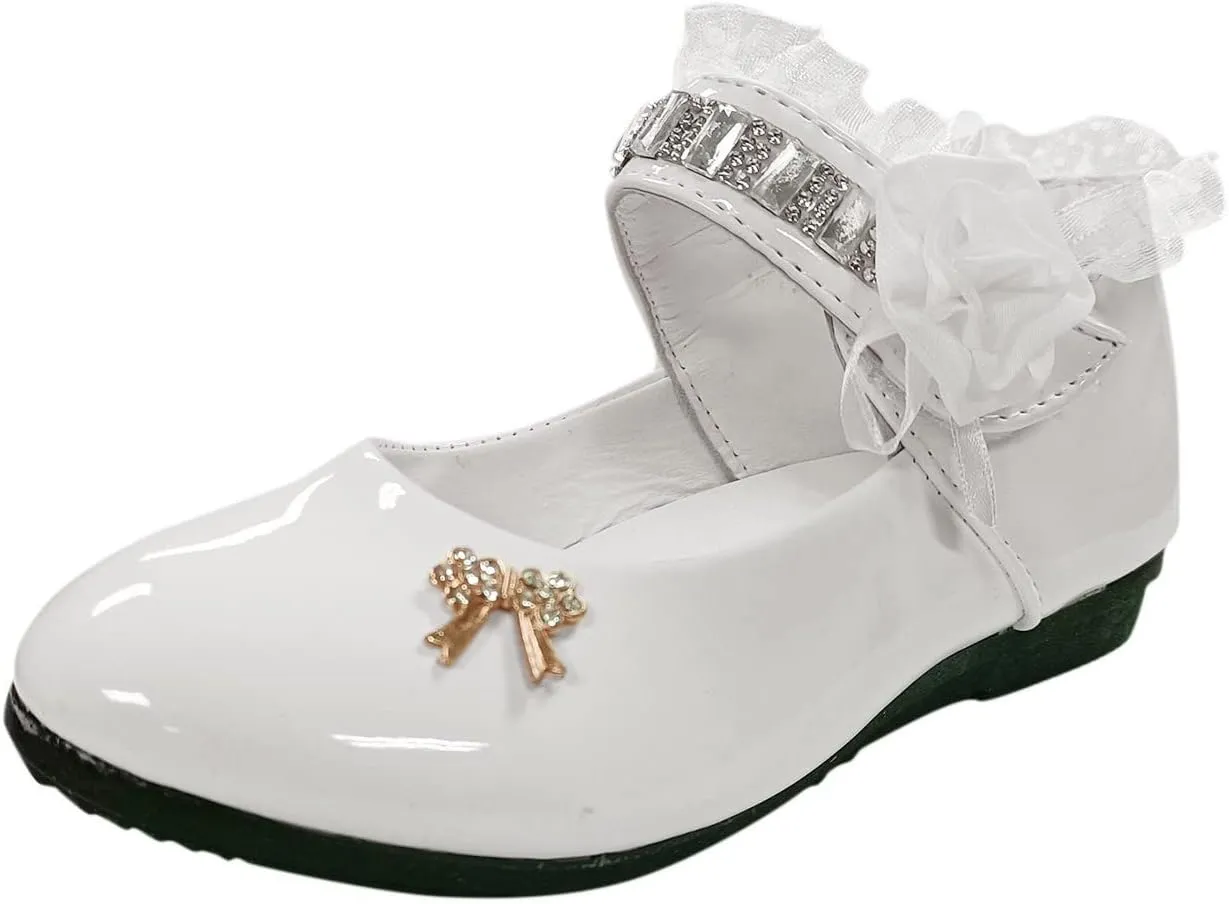 Girls Black Dress Shoes,Children Soft Girls Princess Shoes Baby Kid Leather Flower Dance Shoes Work Shoes 0-11 Years