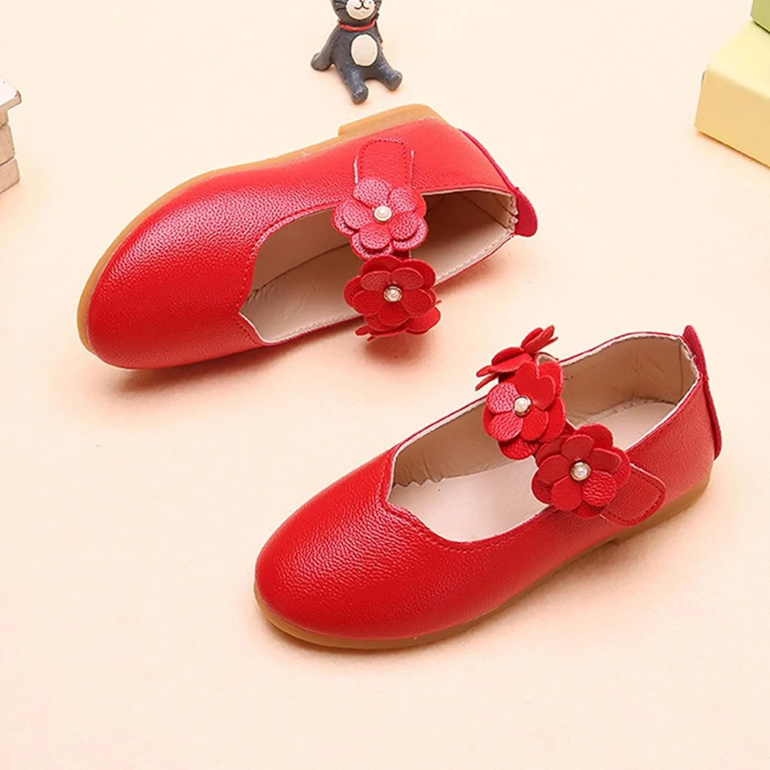 Girls Dress Shoes Closed Toe Wedding Party School Ankle Strap Ballet Flats Shoes Little School Shoes for Teen Girls