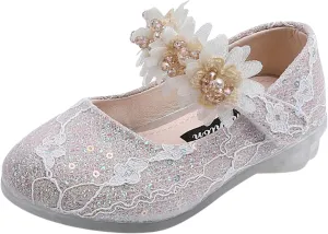 Girls Dress Shoes,Girls Baby Princess Shoes Rhinestone Flower Sandals Dancing Shoes Pearl Crystal Kawaii Shoes 1-6 Y