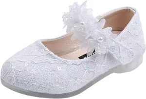 Girls Dress Shoes,Girls Baby Princess Shoes Rhinestone Flower Sandals Dancing Shoes Pearl Crystal Kawaii Shoes 1-6 Y