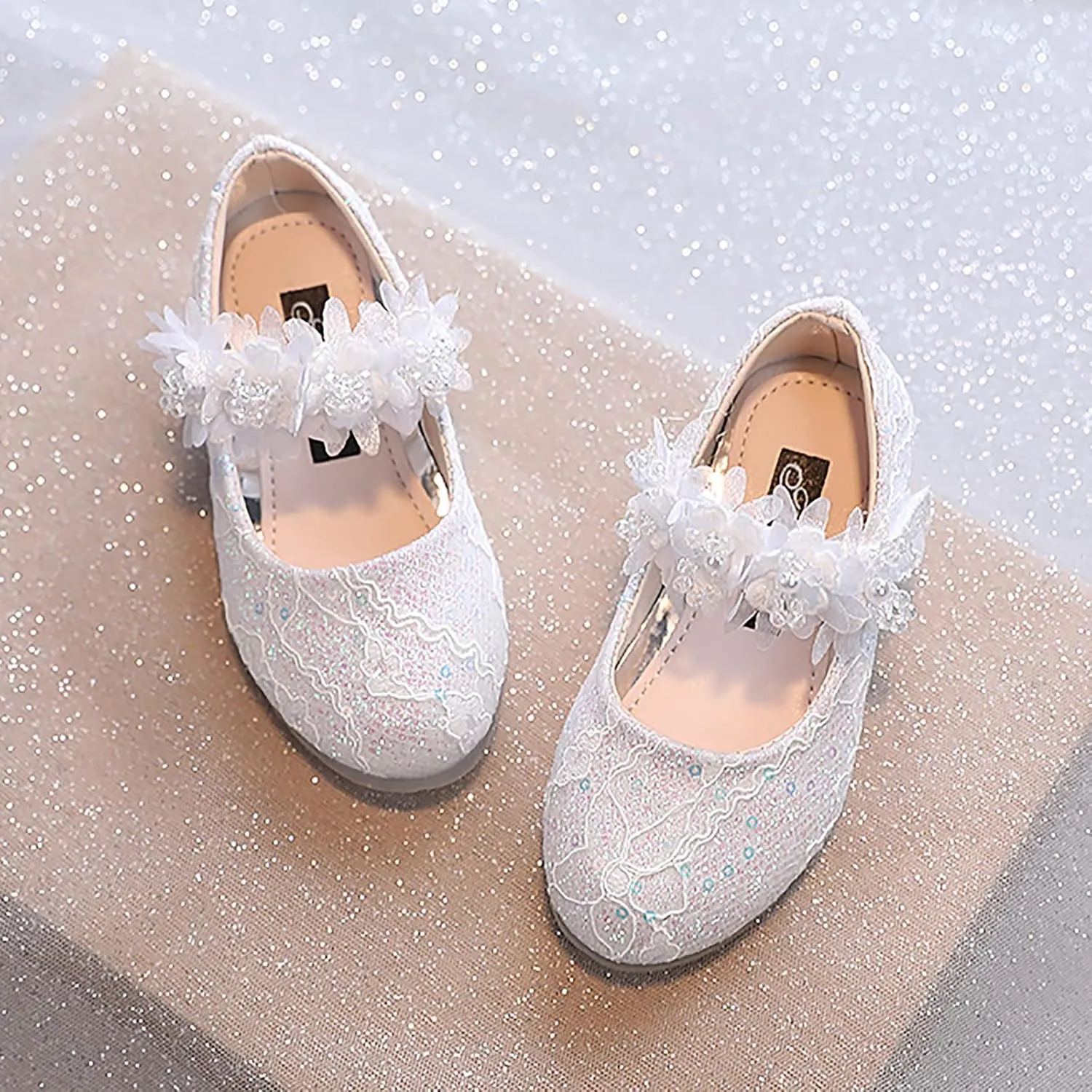 Girls Dress Shoes,Girls Baby Princess Shoes Rhinestone Flower Sandals Dancing Shoes Pearl Crystal Kawaii Shoes 1-6 Y