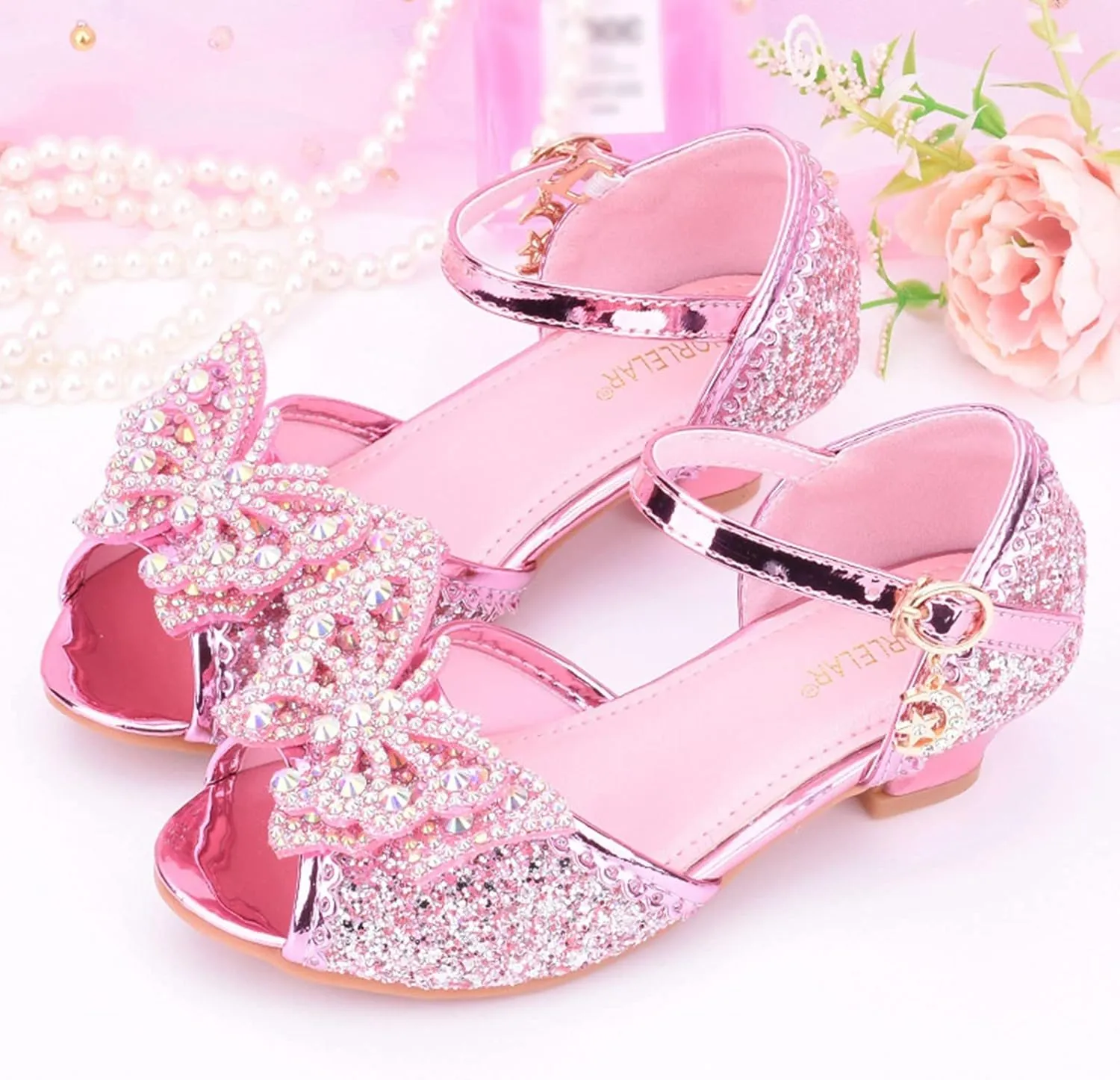 Girls Heels Dress Shoes Flower Girl Mary Jane Sandals Wedding Party Princess Shoes for Toddler Little Kid Big Kid