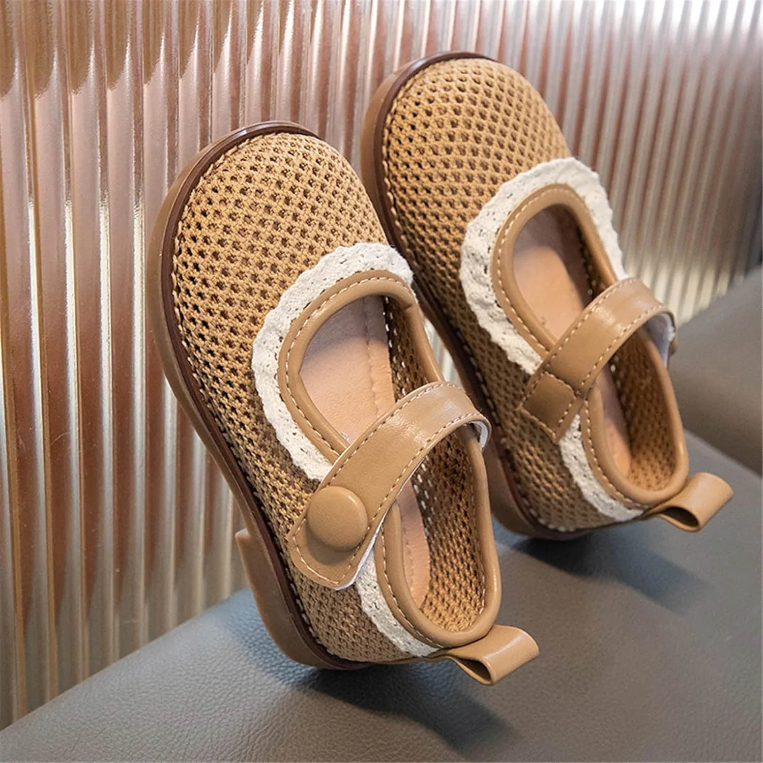 Girls Marry Jane Shoes Buckle Strap Mesh Ballet Flats School Wedding Party Dress Shoes for Toddlers
