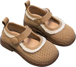 Girls Marry Jane Shoes Buckle Strap Mesh Ballet Flats School Wedding Party Dress Shoes for Toddlers