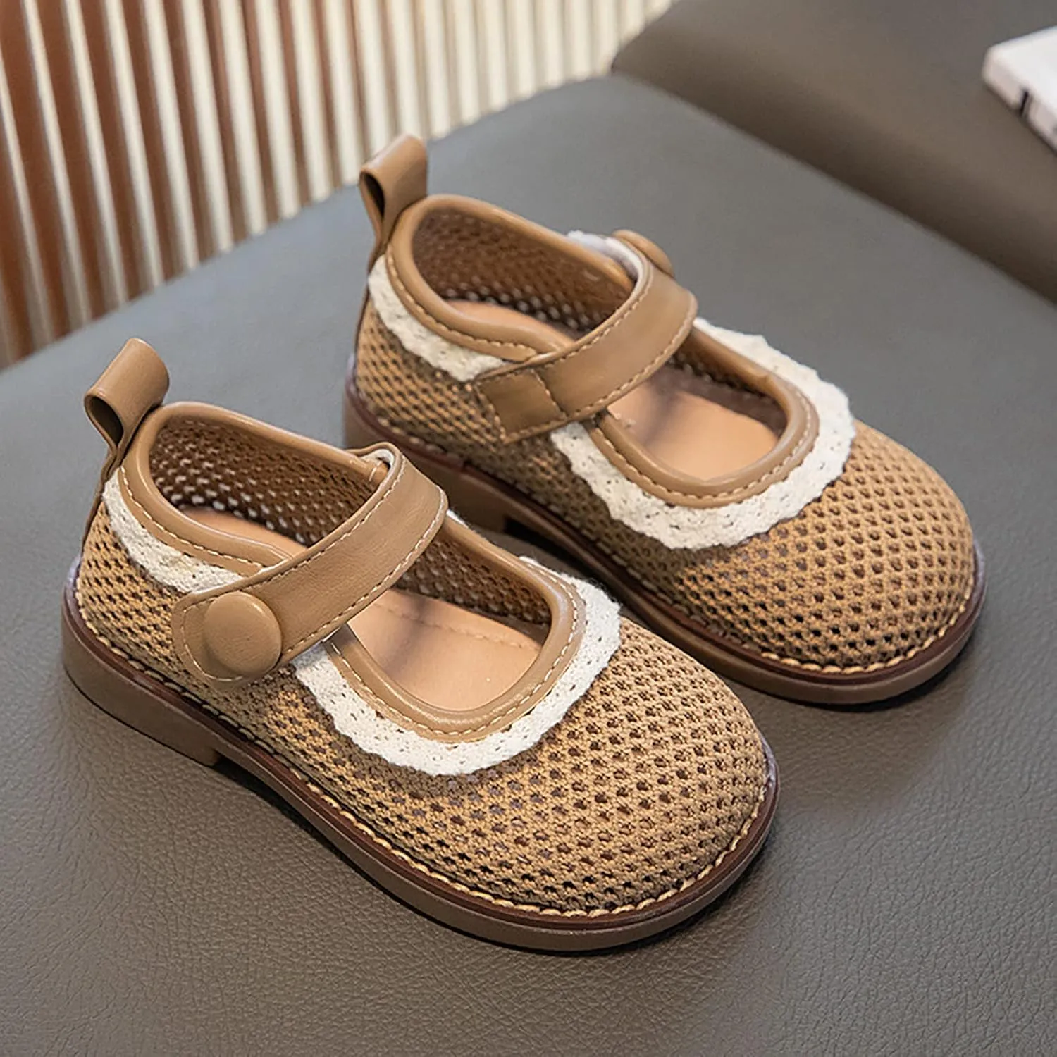 Girls Marry Jane Shoes Buckle Strap Mesh Ballet Flats School Wedding Party Dress Shoes for Toddlers