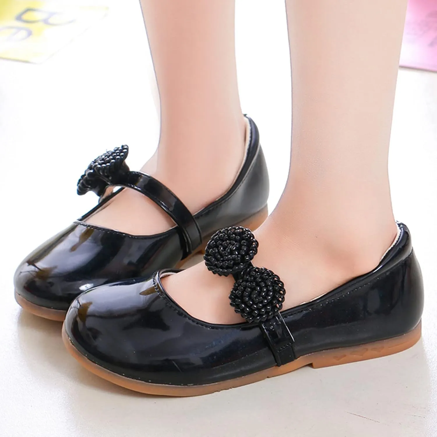 Girl's Mary Jane School niform Shoes Toddler Little Kid Dress Shoes Girl Ballet Flat Flower Girl Toddler Slip Boots