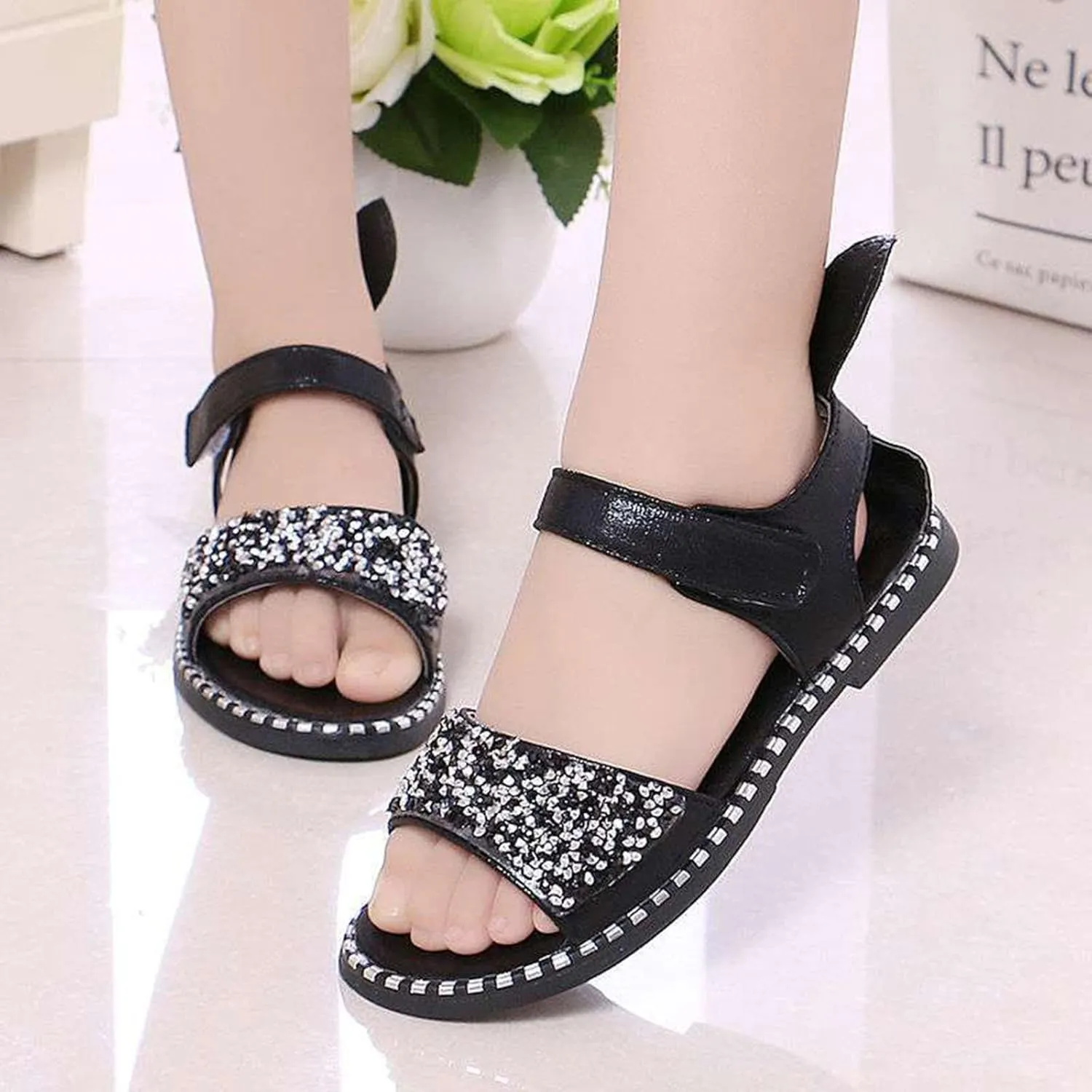 Girls Shoes with Straps Toddler Little Girl Dress Sandals Shoes Casual Slip On Ballet Slide Sandals Shower