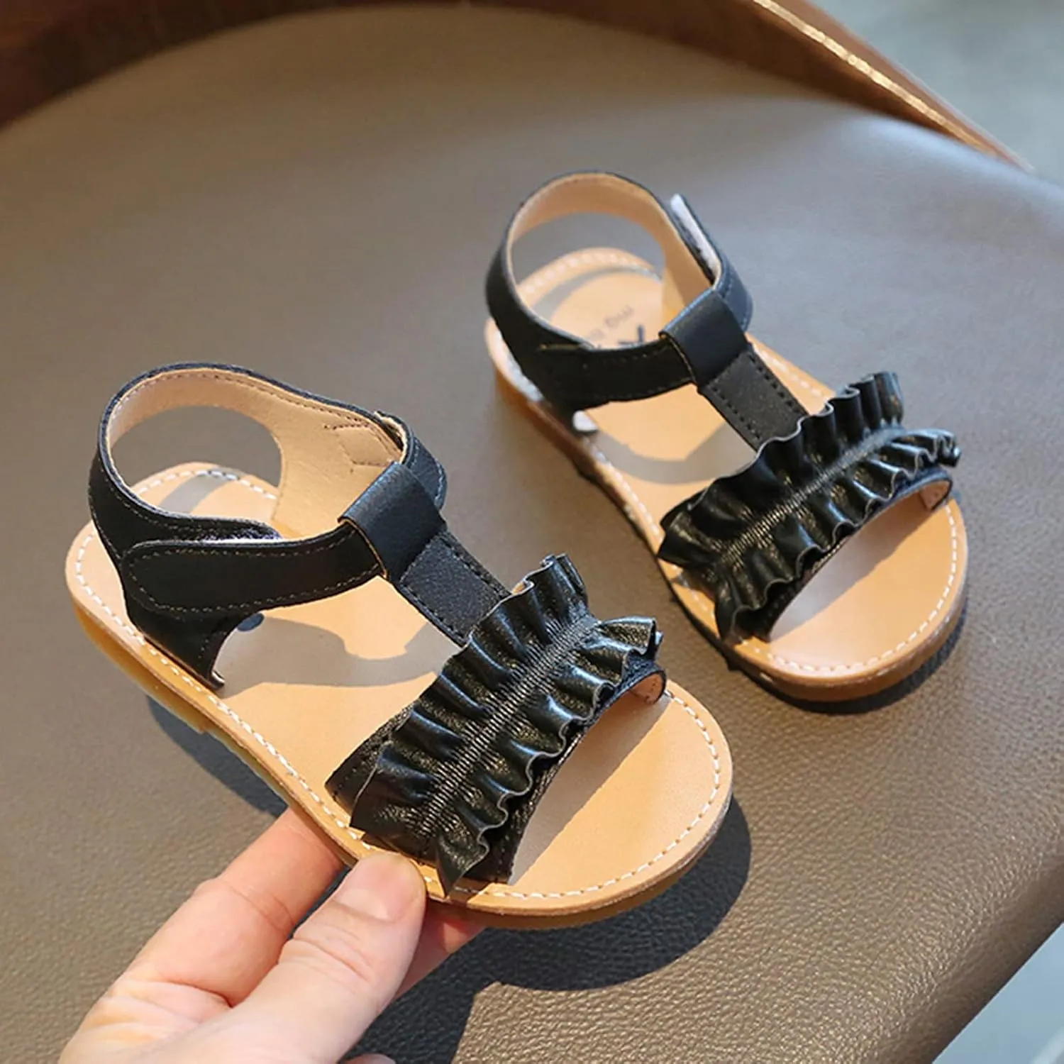 Girls Slides Size 4 Kids Soft-soled Non-slip Children Shoes Girls Beach Ruffles Princess Girls Slippers Size 8 Toddler