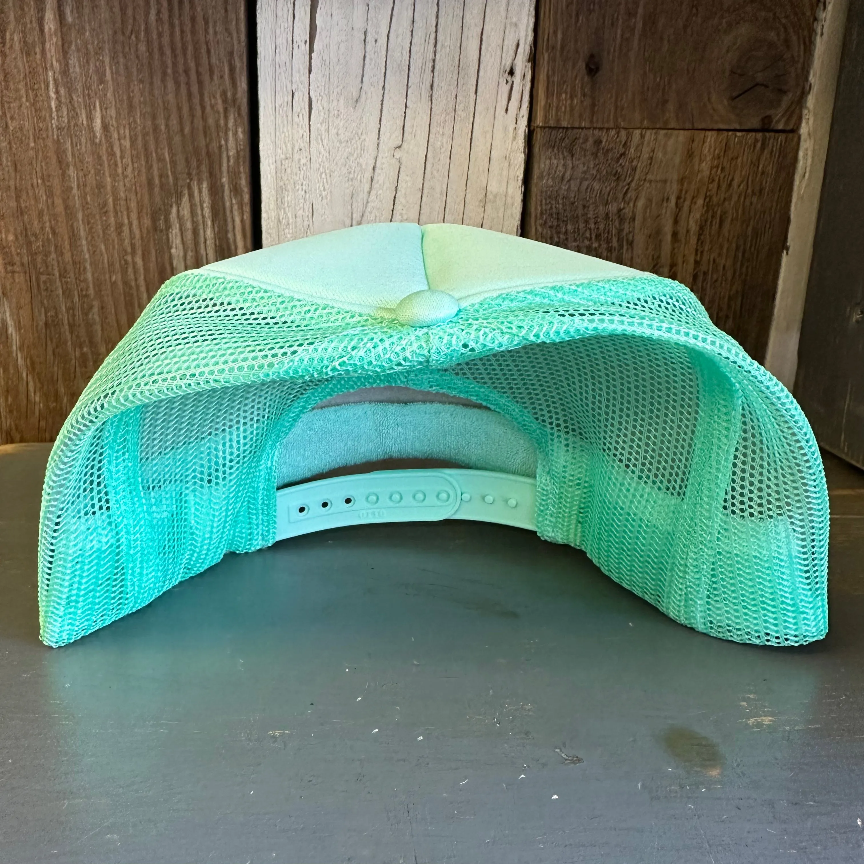 HATE HAS NO HOME HERE High Crown Trucker Hat - Seafoam Green