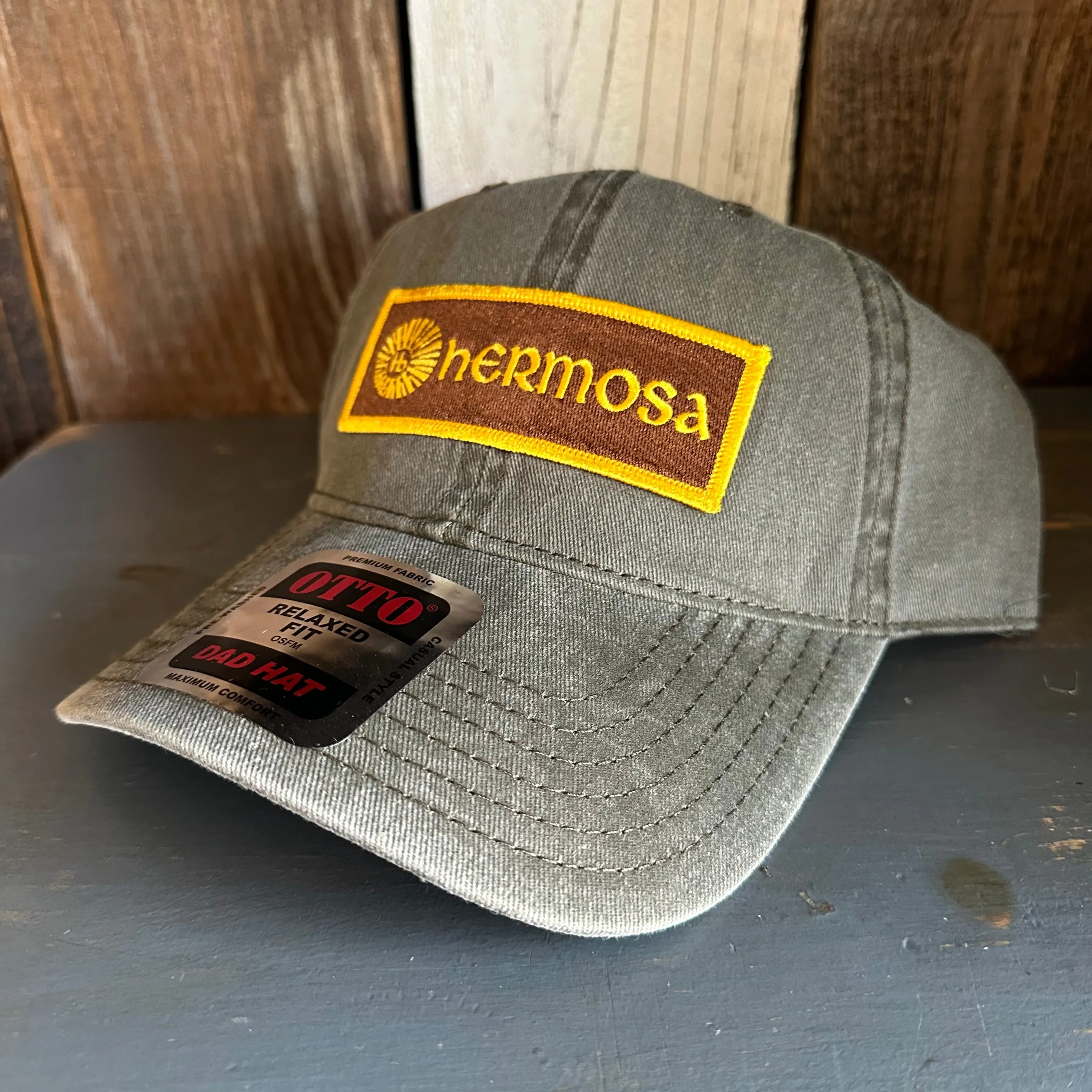 Hermosa Beach AS REAL AS THE STREETS - 6 Panel Low Profile Style Dad Hat with Velcro Closure - Olive Green