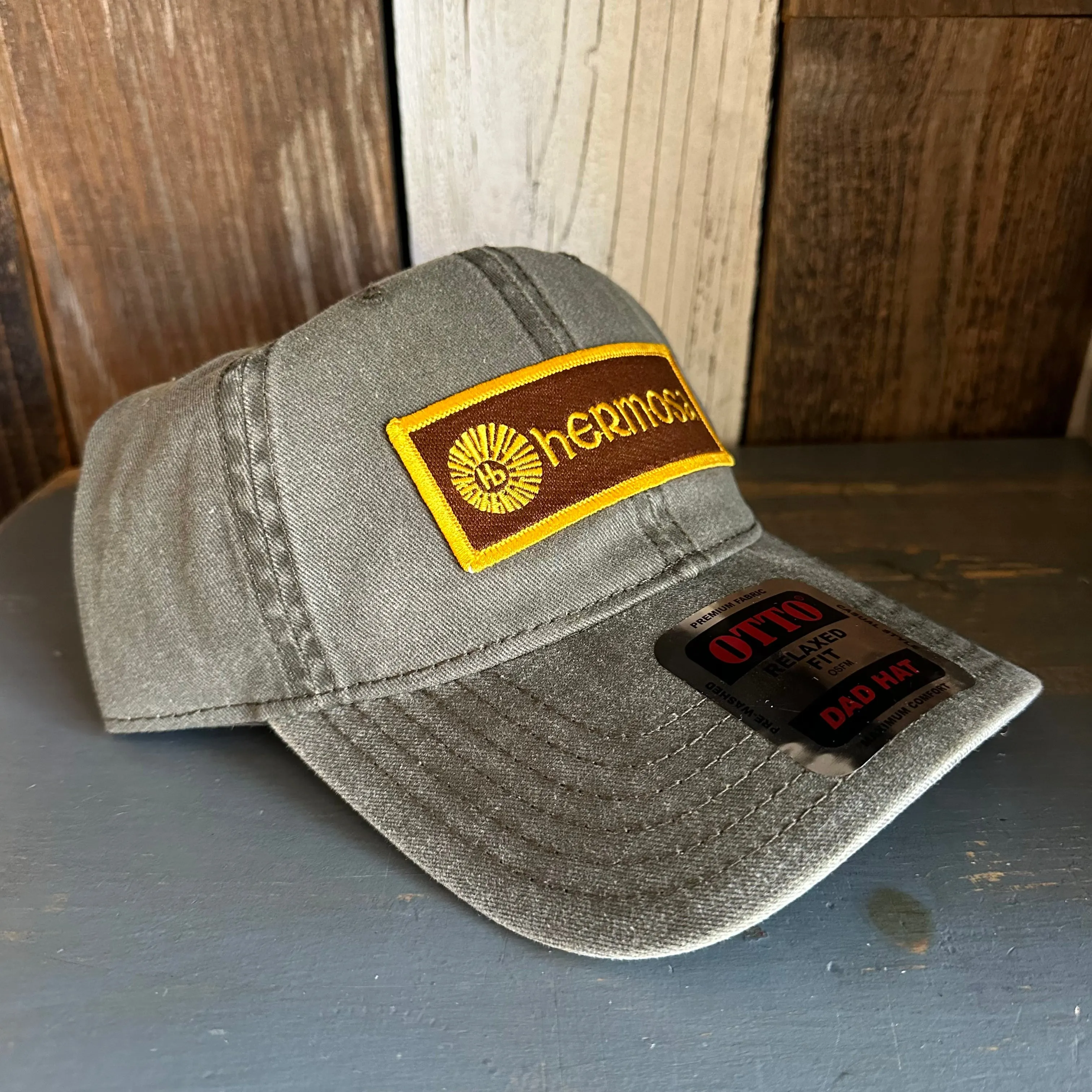 Hermosa Beach AS REAL AS THE STREETS - 6 Panel Low Profile Style Dad Hat with Velcro Closure - Olive Green