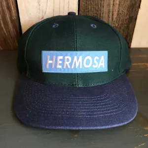 Hermosa Beach BLUE SUPREME HERMOSA - 6 Panel Low Profile Baseball Cap with Adjustable Strap with Press Buckle - Dark Green/Navy