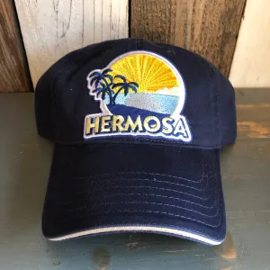 Hermosa Beach FIESTA - 6 Panel Low Profile Style Dad Hat with Velcro Closure - Navy/Navy/Khaki