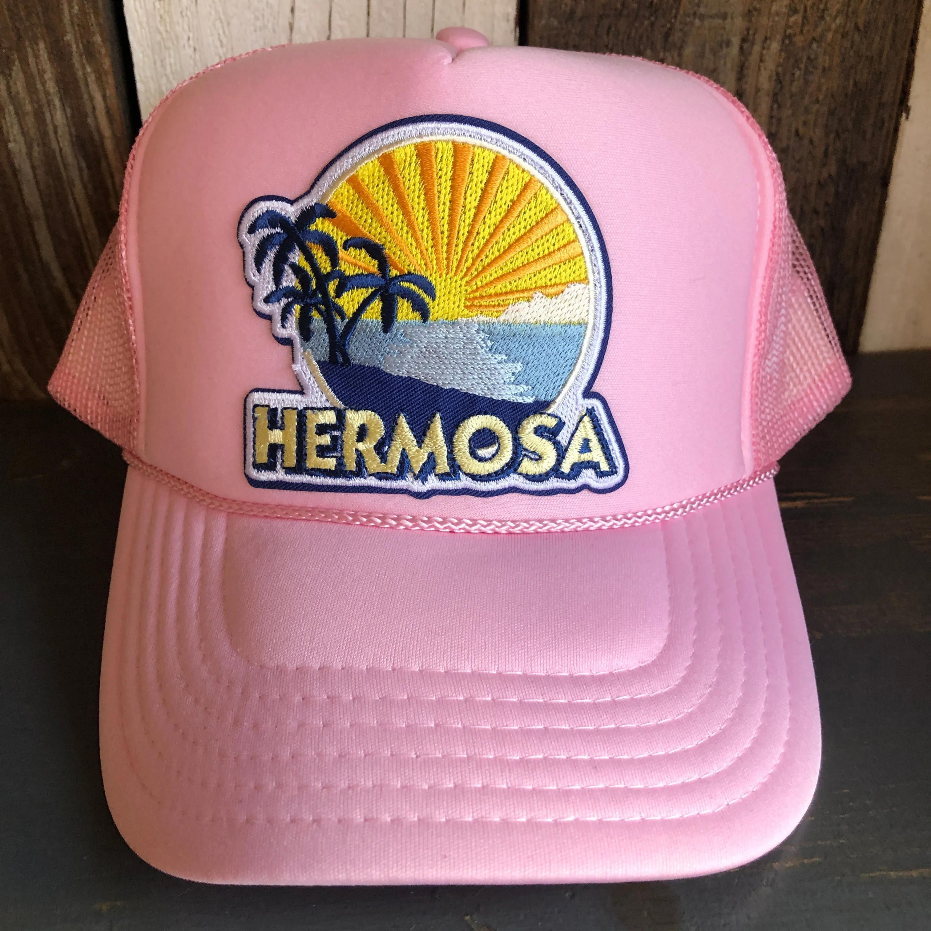 Hermosa Beach FIESTA High Crown Trucker Hat - Pink