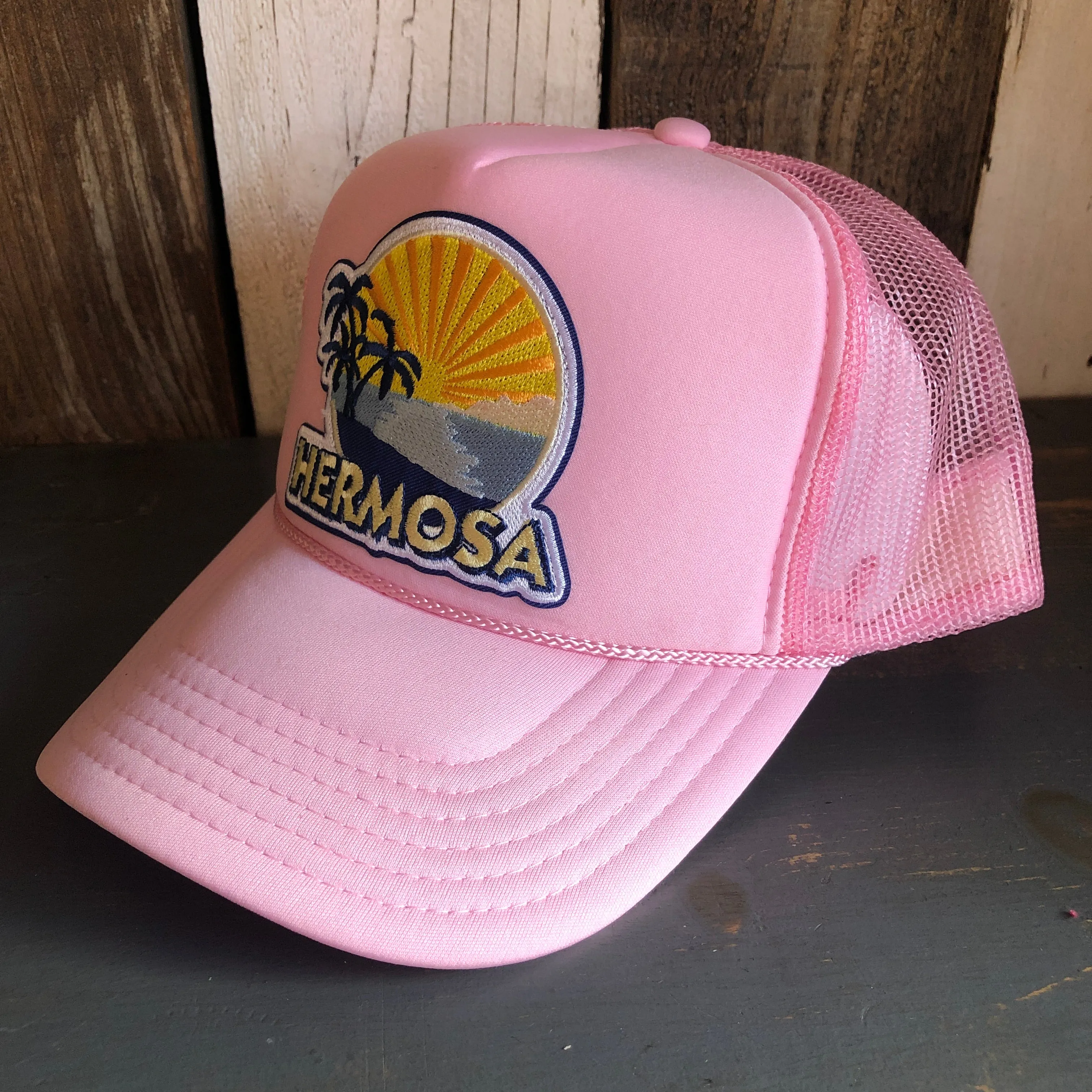 Hermosa Beach FIESTA High Crown Trucker Hat - Pink