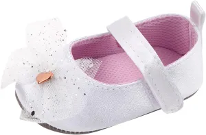 Infant Baby Girls Mary Jane Flat with Bownot Ballet Shoes Newborn First Walking Princess Toddler Size 6 Shoes Boys