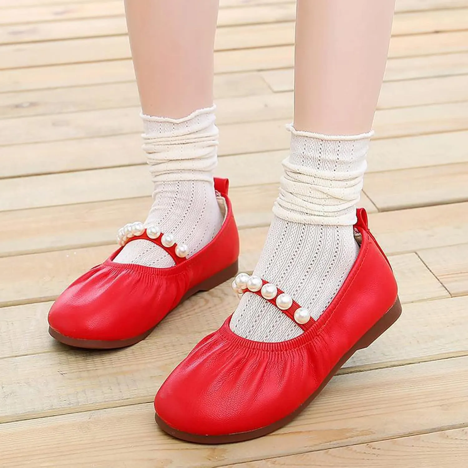 Jelly Sandals Toddler Pearl Girl Dress Shoes Girl Ballet Flats Party School Shoes Wedding Slipper Kids Girls
