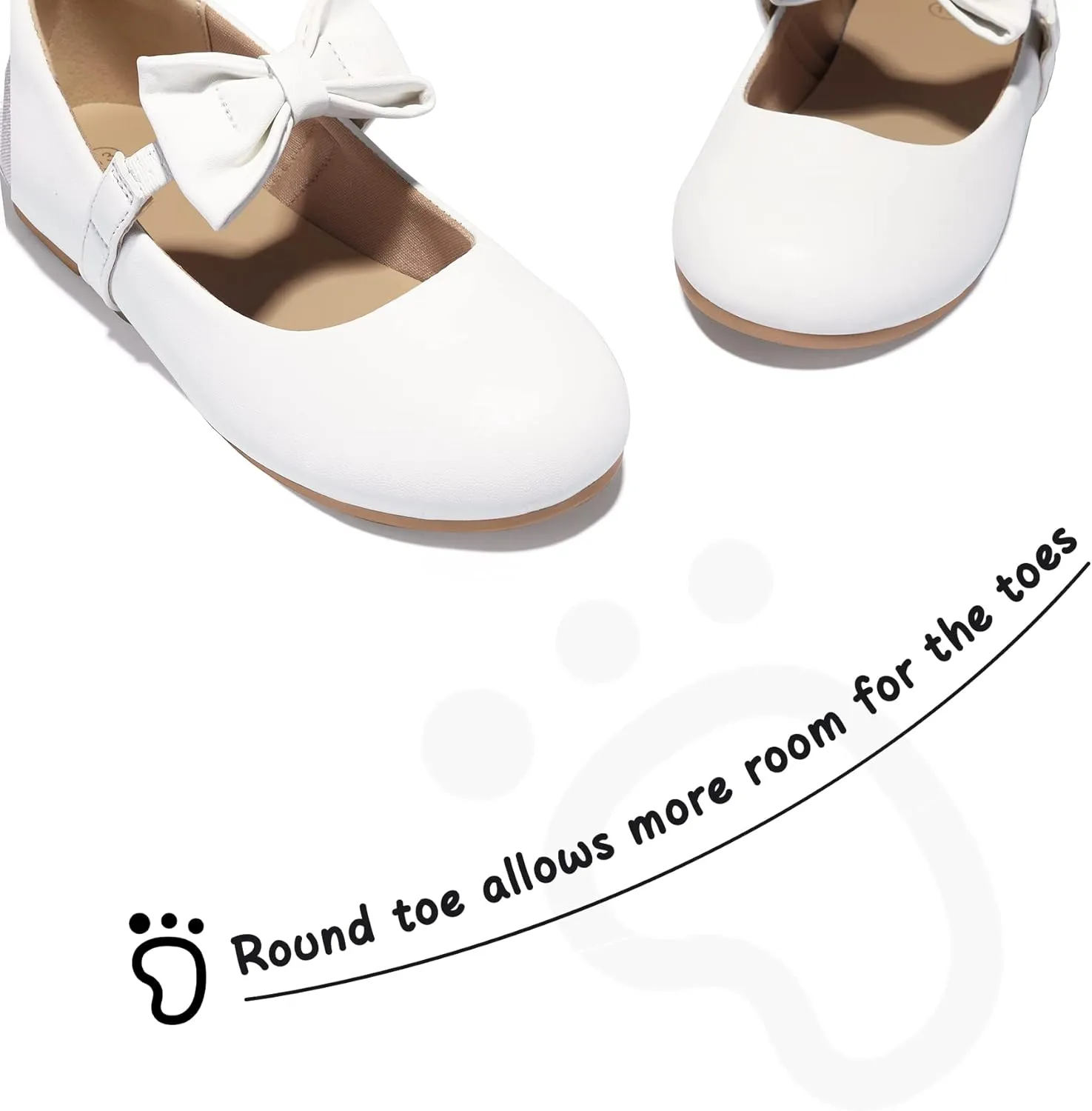 K KomForme Girls Ballet Flats Front Bow Elastic Strap Mary Jane Ballerina Slip On Princess School Dress Shoes (Toddler/Little Kid/Big Kid)