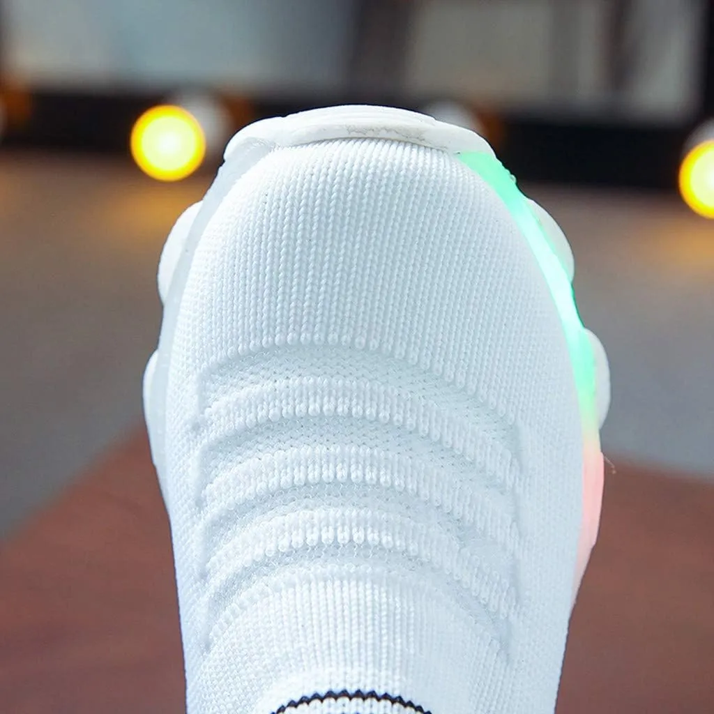 Kids Shoes Girls Children Baby Girls Boys LED Light Sneaker Letter Mesh Breathable Casual Sport Shoes 1-6 Years