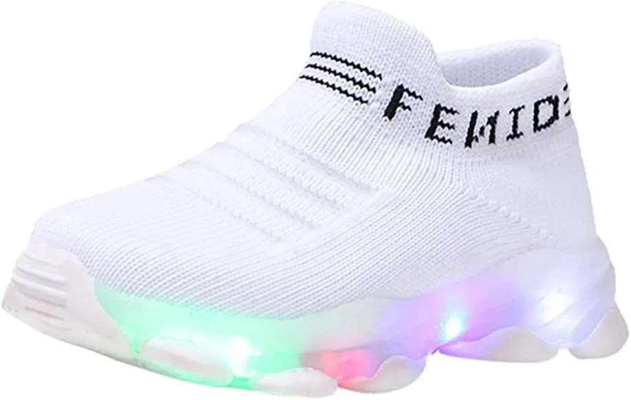 Kids Shoes Girls Children Baby Girls Boys LED Light Sneaker Letter Mesh Breathable Casual Sport Shoes 1-6 Years