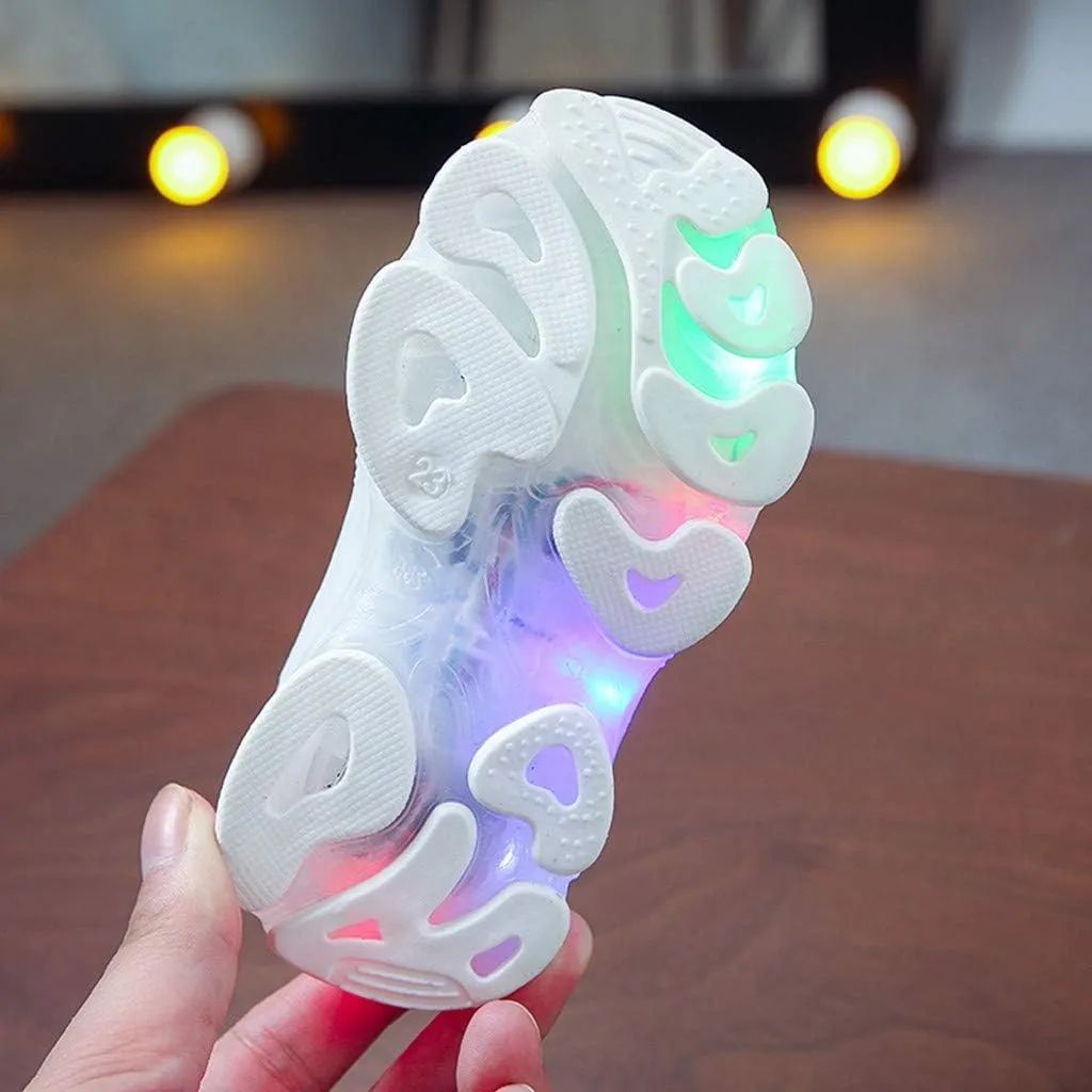 Kids Shoes Girls Children Baby Girls Boys LED Light Sneaker Letter Mesh Breathable Casual Sport Shoes 1-6 Years
