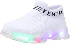 Kids Shoes Girls Children Baby Girls Boys LED Light Sneaker Letter Mesh Breathable Casual Sport Shoes 1-6 Years