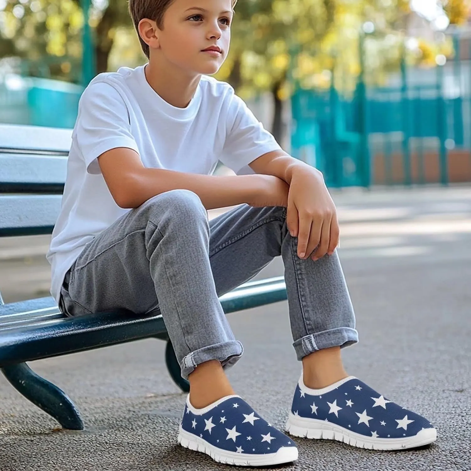 Kids Slip On Shoes Boys Girls Soft Loafers Lightweight Non Slip Walking Shoes Casual Sneakers for Outdoors White Sole Size 11-15