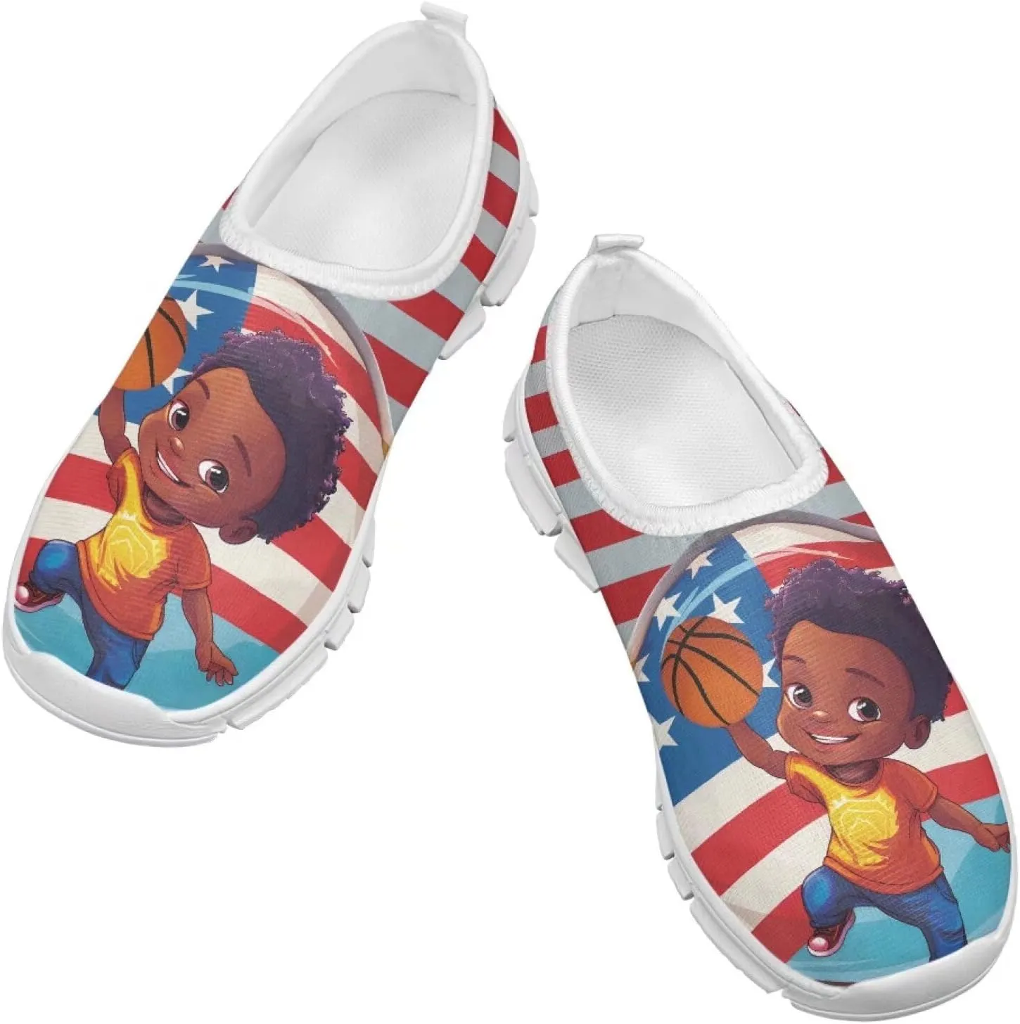 Kids Slip On Shoes Boys Girls Soft Loafers Lightweight Non Slip Walking Shoes Casual Sneakers for Outdoors White Sole Size 11-15