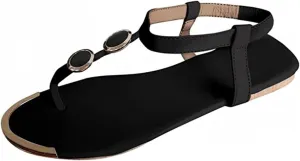 Lausiuoe Sandals for Women Dressy Summer,Women's Ankle Strap Casual Comfort Strappy Flat Sandals Beach Sandals Thong Flip Flops