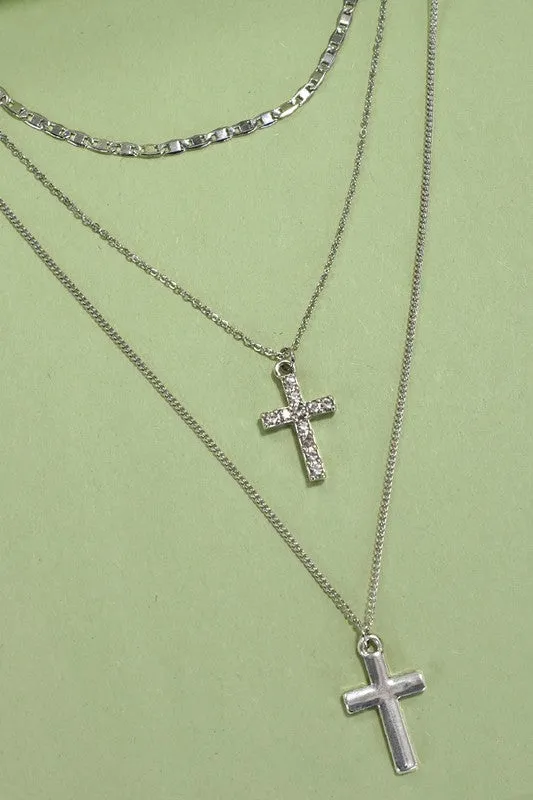 Layer Of Faith Silver Necklace