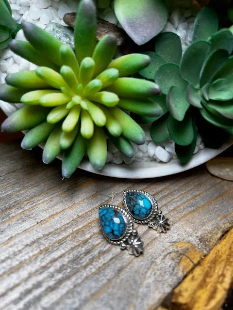 Lilly Sterling Silver & Kingman Turquoise Teardrop Earrings