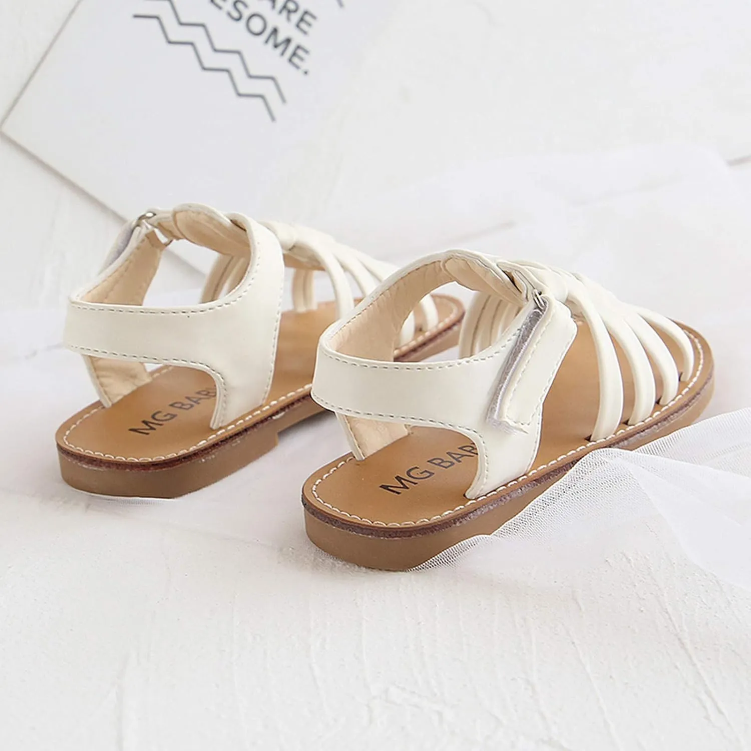 Little Girls Black Slides Baby Children Shoes Sandals Crossed Toddler Strap Leather Girls Girl's Bedroom with