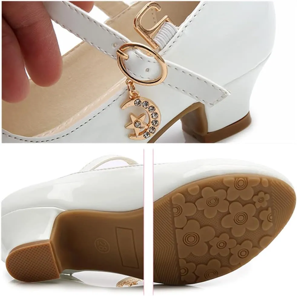 Little Girls Mary Jane Dress Pumps Shoes Princess Ballet Flats Low Heels for School Wedding Party Dress Shoes for Kids