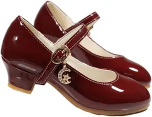 Little Girls Mary Jane Dress Pumps Shoes Princess Ballet Flats Low Heels for School Wedding Party Dress Shoes for Kids