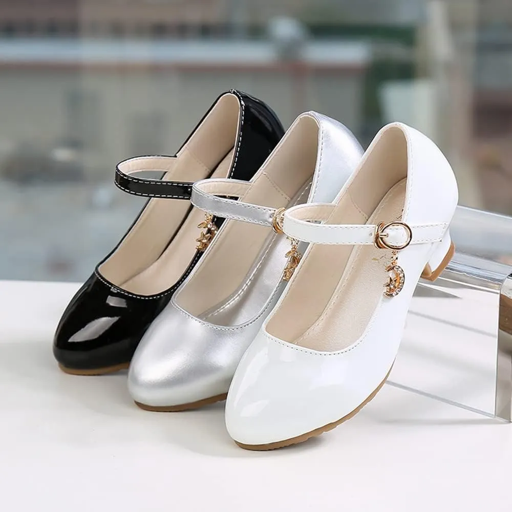 Little Girls Mary Jane Dress Pumps Shoes Princess Ballet Flats Low Heels for School Wedding Party Dress Shoes for Kids