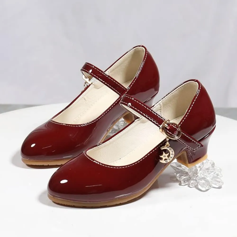 Little Girls Mary Jane Dress Pumps Shoes Princess Ballet Flats Low Heels for School Wedding Party Dress Shoes for Kids