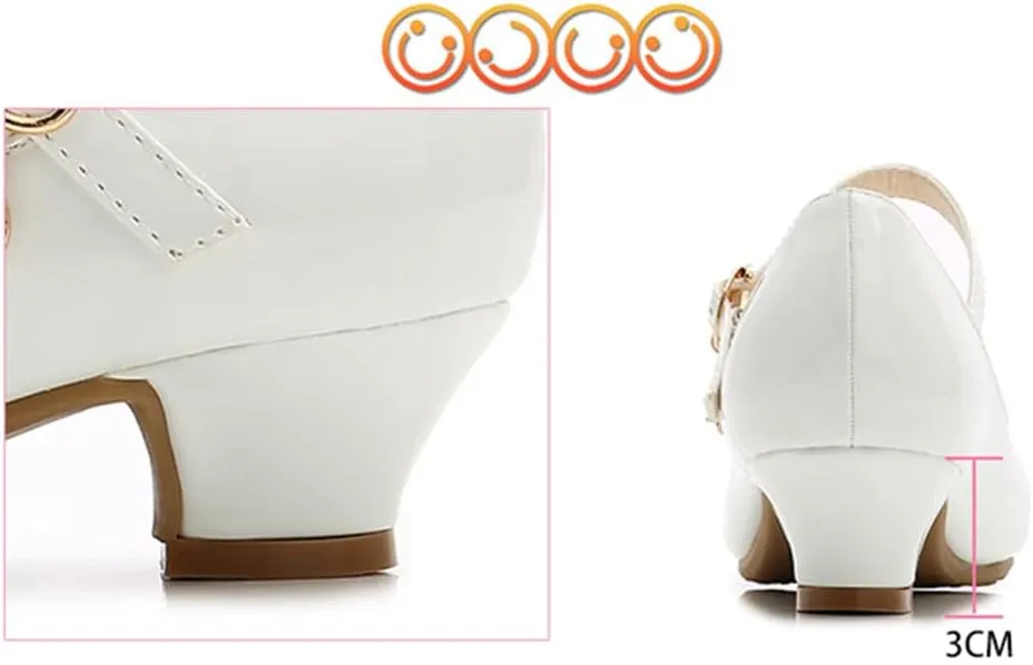 Little Girls Mary Jane Dress Pumps Shoes Princess Ballet Flats Low Heels for School Wedding Party Dress Shoes for Kids