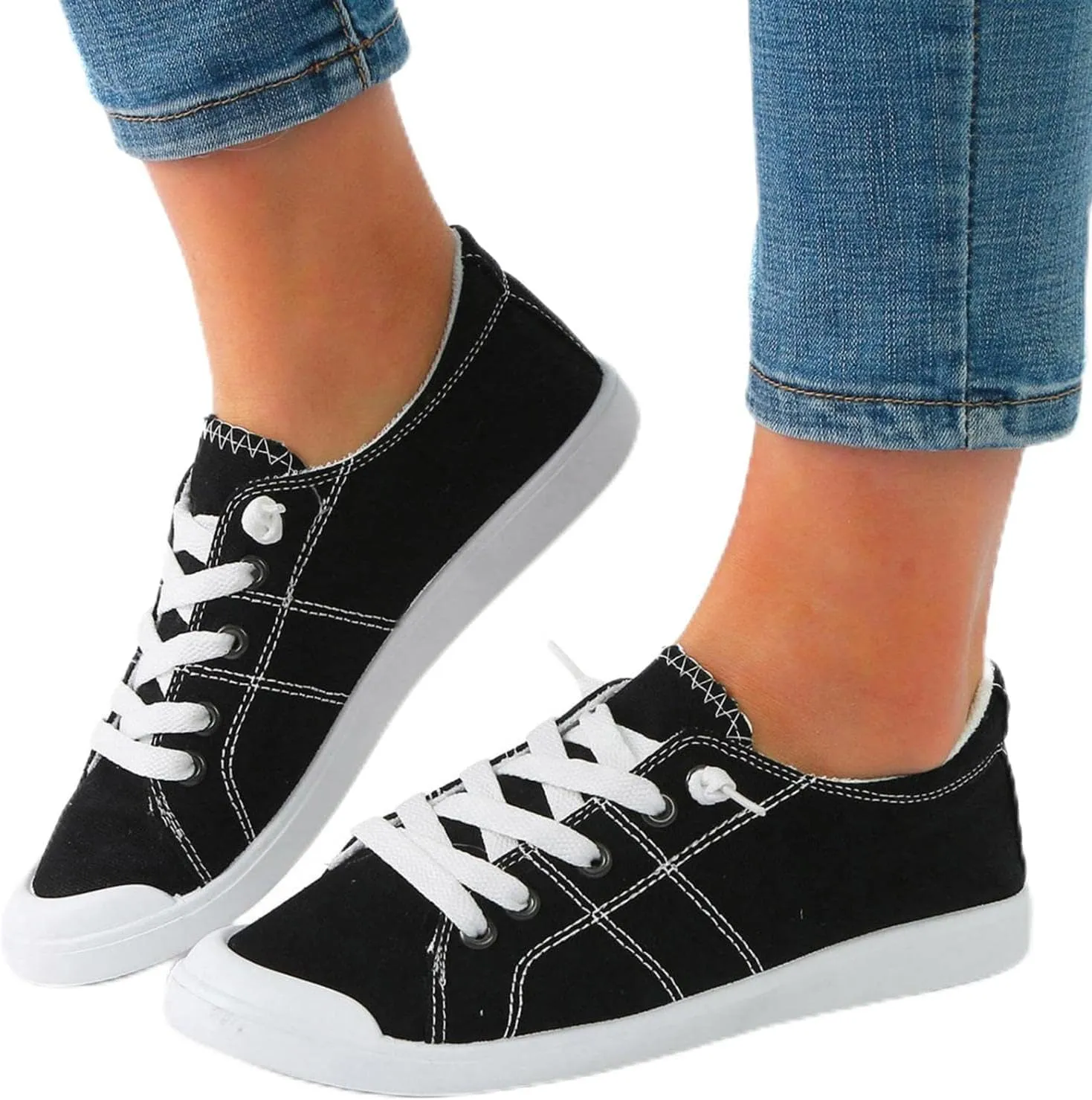 Loafers for Women Canvas Shoes Low Top Classic Slip On Lightweight Comfortable Fashion Sneakers for Walking