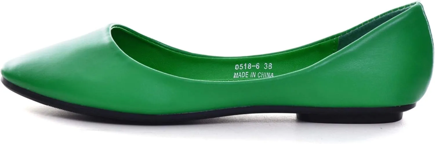 LUXINYU Flats for Women Classic Pointed Toe Slip-On Ballet Flats Soft Pu Leather Dress Shoes Comfortable Loafers Lightweight