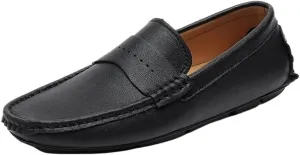 Mens Driving Moccasins Loafer Round Toe Smoking Slip On Simple Vegan Leather Anti-Slip Lightweight Resistant Flexible Flat Heel for Walking