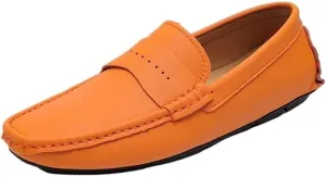 Mens Driving Moccasins Loafer Round Toe Smoking Slip On Simple Vegan Leather Anti-Slip Lightweight Resistant Flexible Flat Heel for Walking