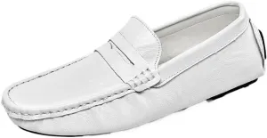 Men's Loafers - Comfortable Vegan Leather Loafers, Flexible Slip-On with Flat Heel, Fashionable Driving Style, Ideal for Casual and Formal Wear