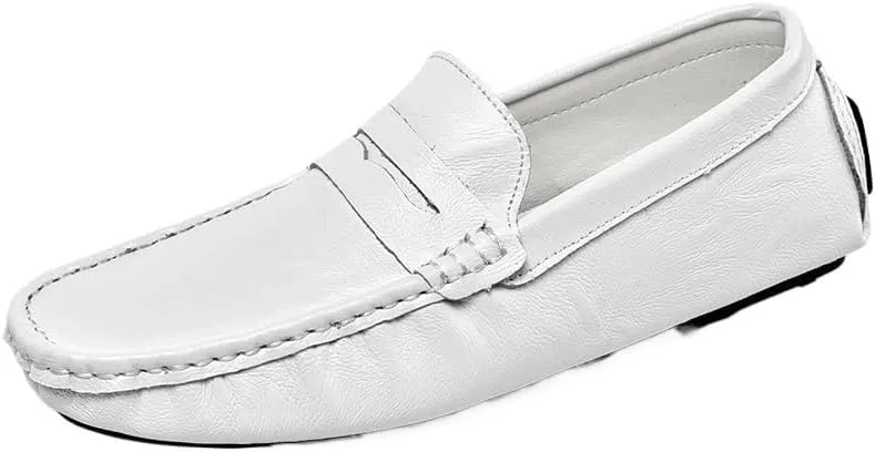 Men's Loafers - Comfortable Vegan Leather Loafers, Flexible Slip-On with Flat Heel, Fashionable Driving Style, Ideal for Casual and Formal Wear