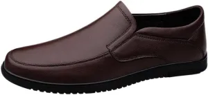 Men's Loafers - Solid Color Vegan Leather Slip-Ons, Anti-Slip Flat Heel, Fashionable and Resistant Casual Loafer Shoes