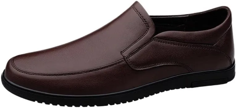 Men's Loafers - Solid Color Vegan Leather Slip-Ons, Anti-Slip Flat Heel, Fashionable and Resistant Casual Loafer Shoes