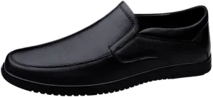 Men's Loafers - Solid Color Vegan Leather Slip-Ons, Anti-Slip Flat Heel, Fashionable and Resistant Casual Loafer Shoes
