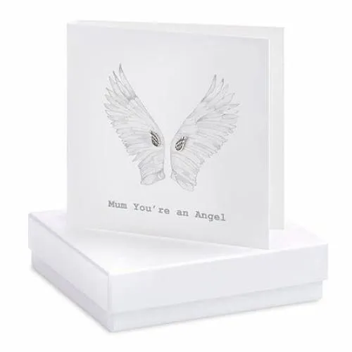 Mum You're An Angel Silver Earrings On Designer Card by Crumble and Core